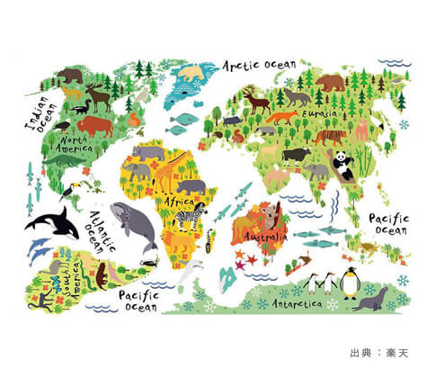 ウォールステッカーの『世界地図』の参考画像（１）