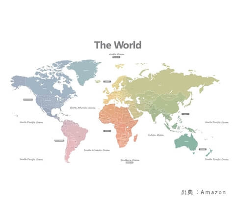 ウォールステッカーの『世界地図』の参考画像（２）