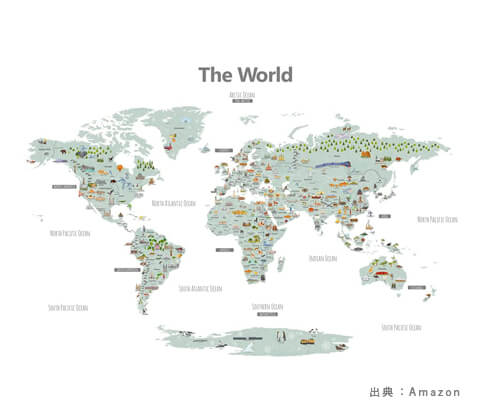 ウォールステッカーの『世界地図』の参考画像（３）