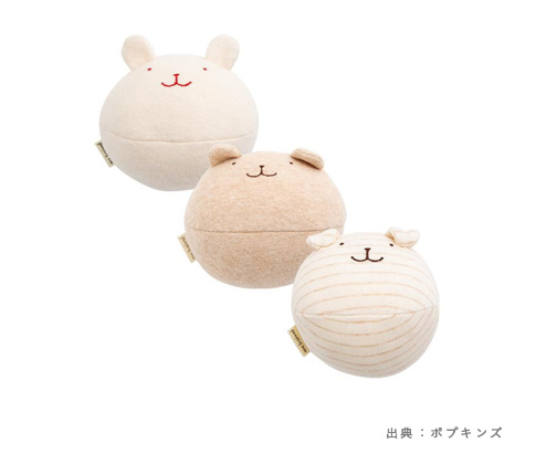 ポプキンズベビー オーガニックボール Y-1192（うさぎ・くま・わんこ、各1個）の参考画像