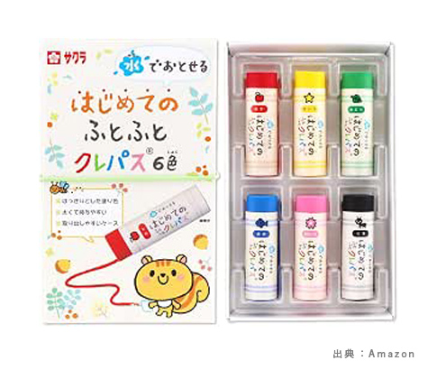 サクラクレパス 水でおとせる はじめてのふとふとクレパス6色（WPL6）