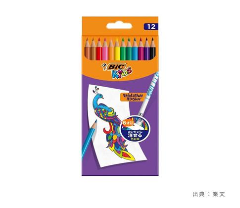 キッズ 消せる色鉛筆12色