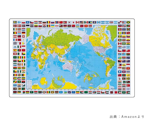 学習デスクマット 世界・日本地図 HRT-5080WJ